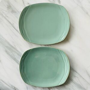 Pfaltzgraff•NWT•Set of (2) VINTAGE Seychelles Buffet Plates•Green Sea•10”x 8”